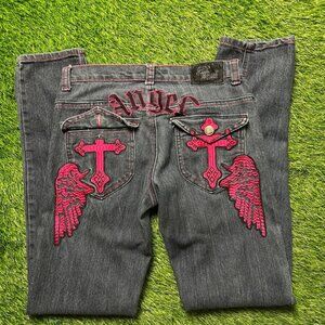 Old skool embroidered jeans